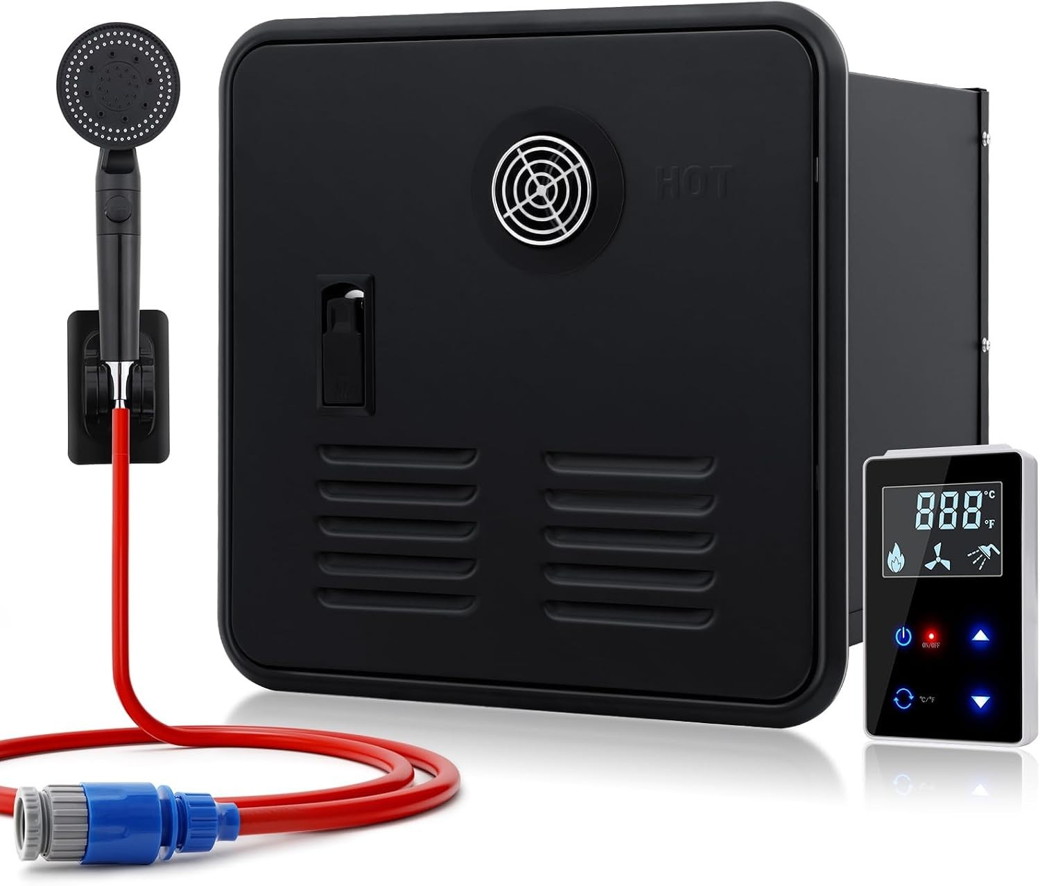 61,000 BTU RV Tankless Water Heater Shower 15*15 Door 3.9 GPM