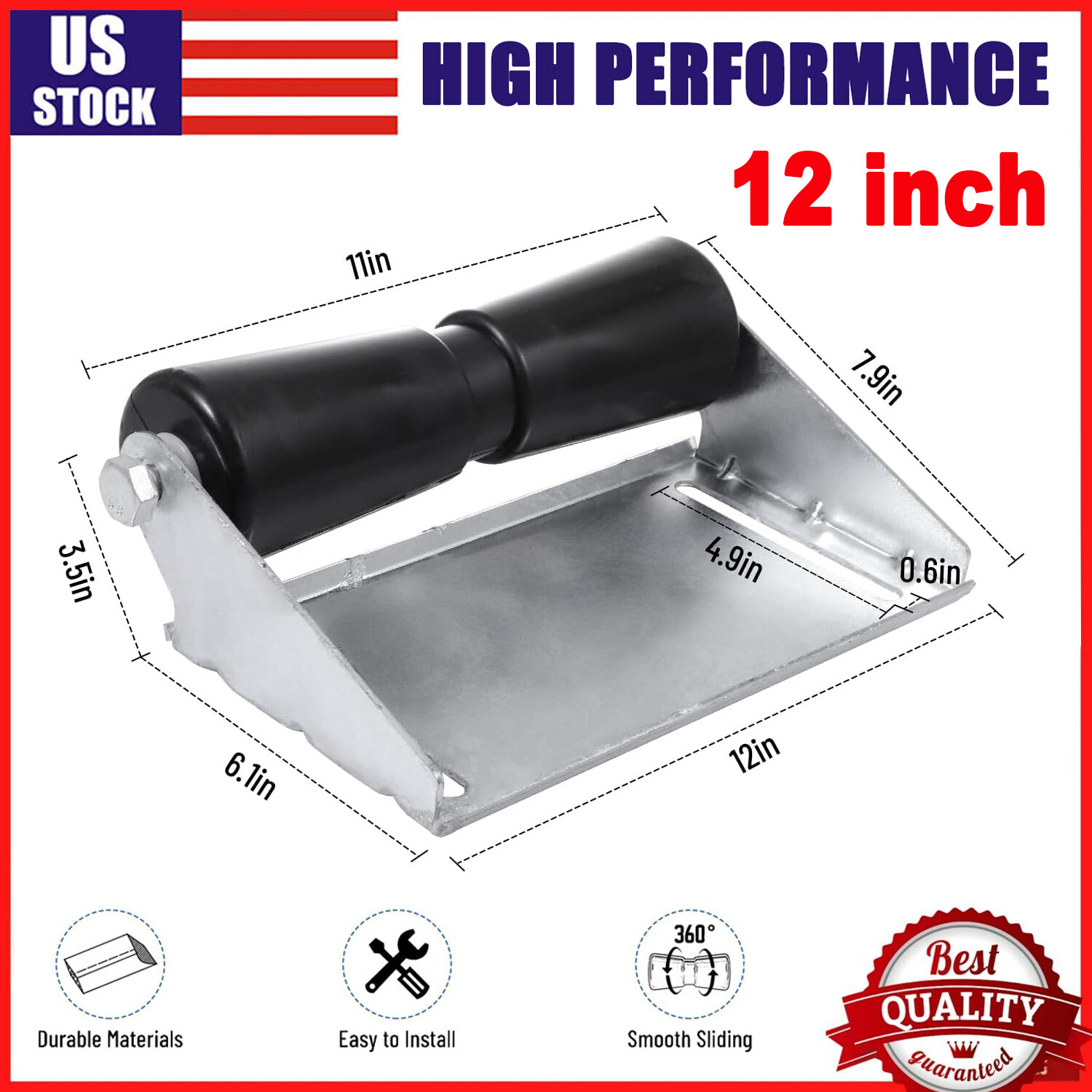 NEW For Boat Trailer Rollers with Brackets 12″ Keel Roller Assembly Kit Durable