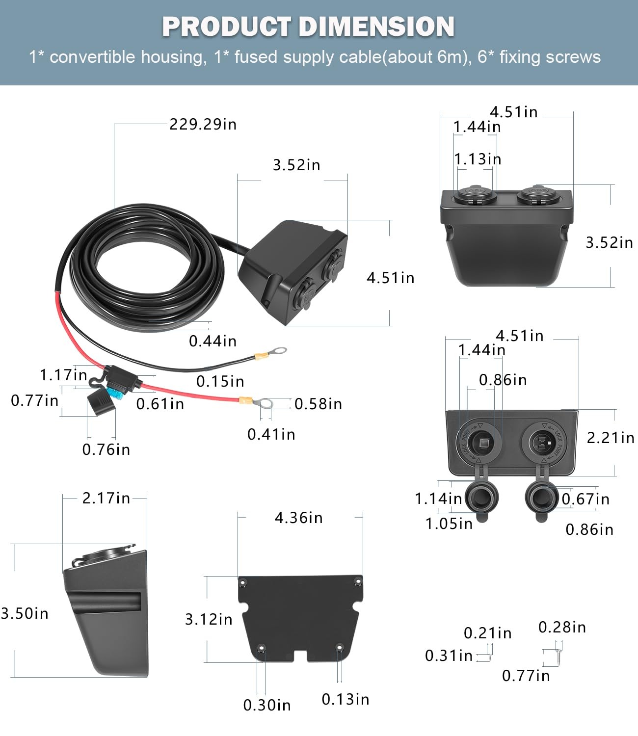Replacement for Dometic HWK-DC Hardwiring Kit 10AWG Wiring, 20FT, 12V/24V