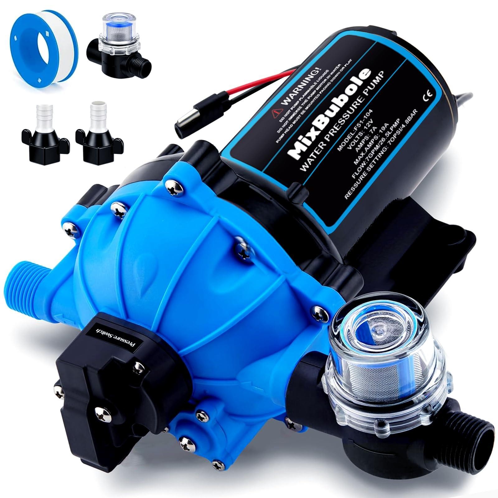 12V DC RV Fresh Water Pump 7GPM 70PSI Self-Priming 250W Marine Camper