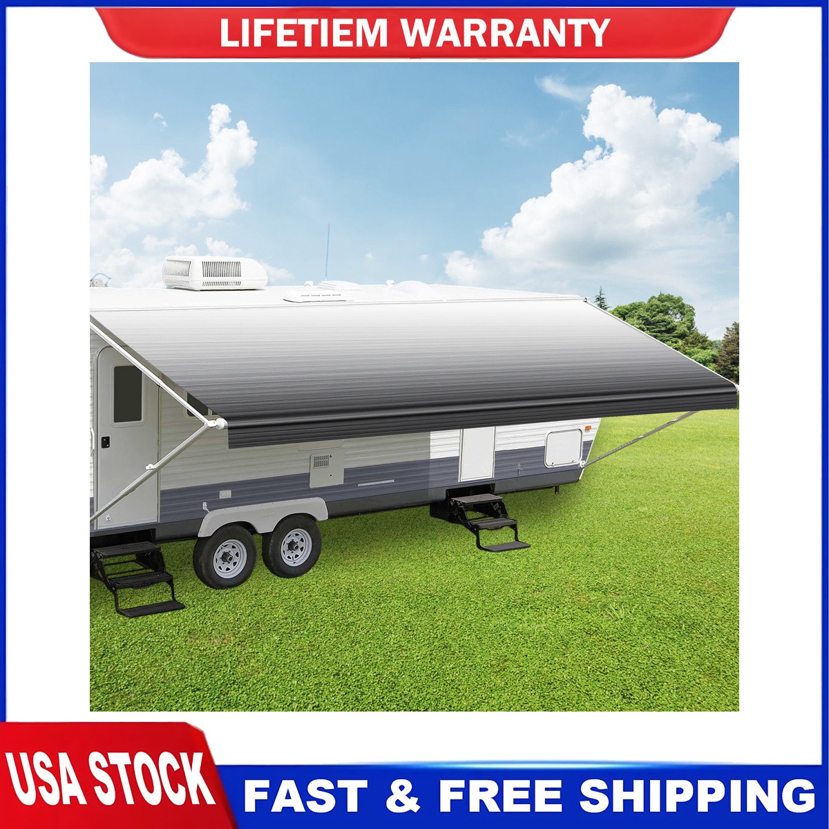 RV Awning Shade Heavy Duty 19Ft For RV Camper Trailer 18oz Waterproof 18’2″