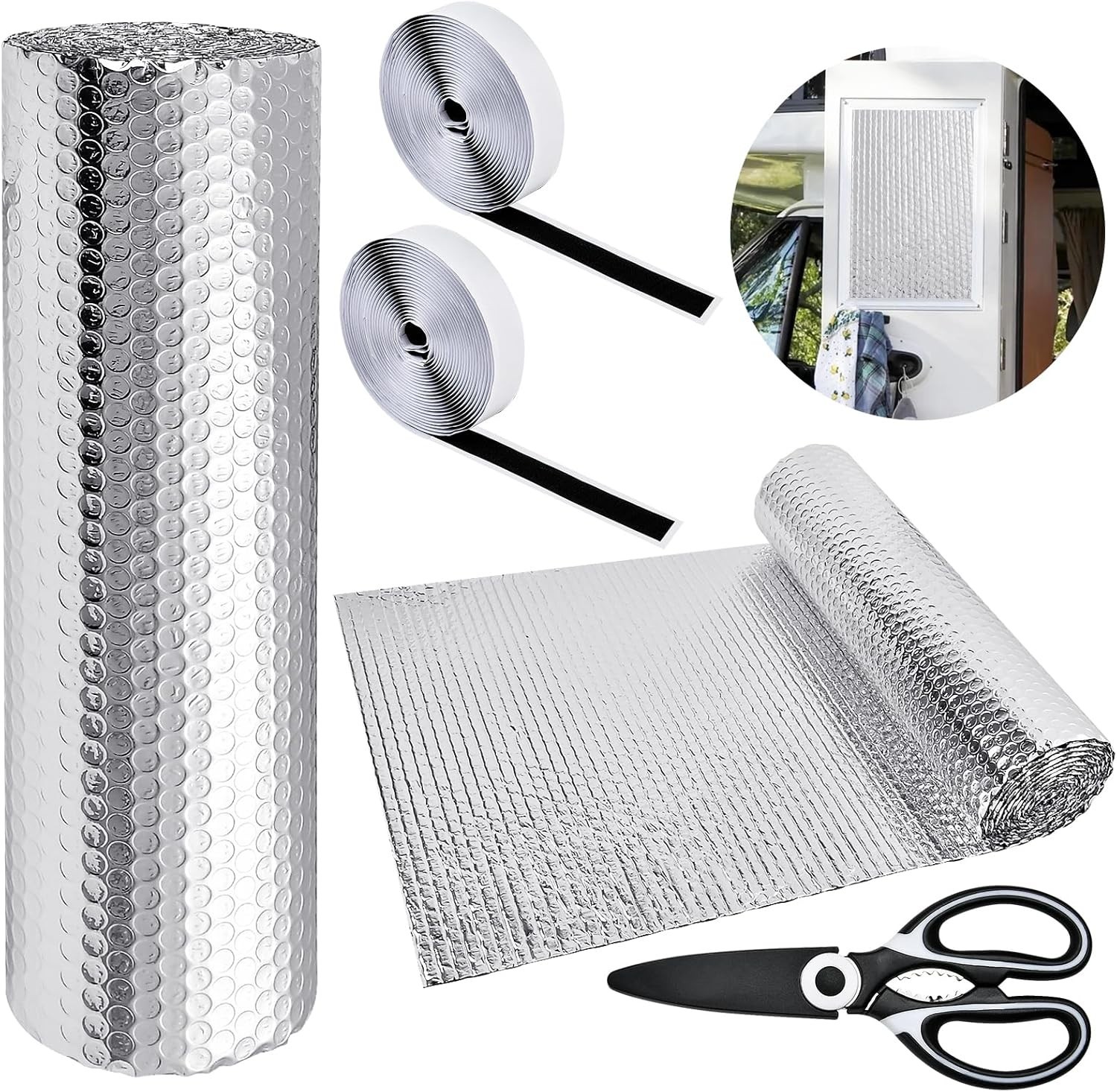 Supkiir RV Window Shade Reflective Insulation Roll, 20 Ft x One Size, Silver