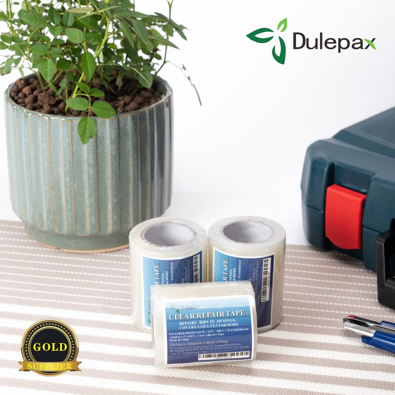Dulepax-Tent Repair Tape,Awning 30 ft x 2.9″, Clear,Transparent