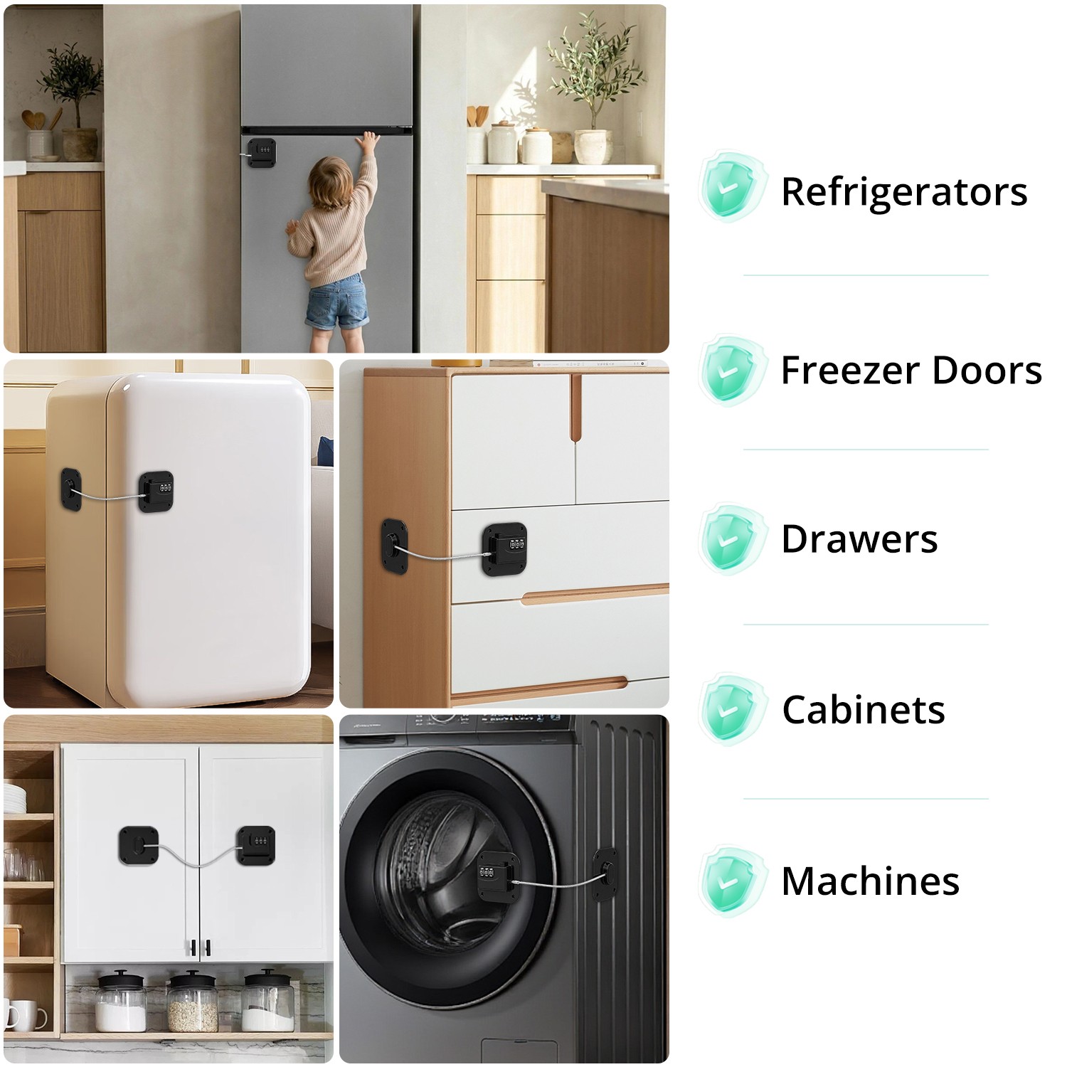 Dog Cat Proof Cabinet Lock 3 Number Code Fridge Child Safety Latch Adhesive US