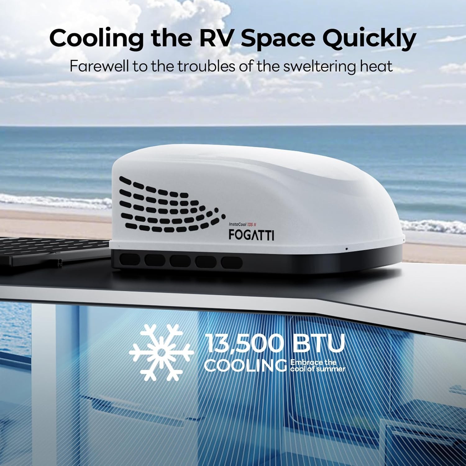 Rooftop RV AC Unit NON-Ducted RV Air Conditioner 13,500 BTU Cooling 470 CFM