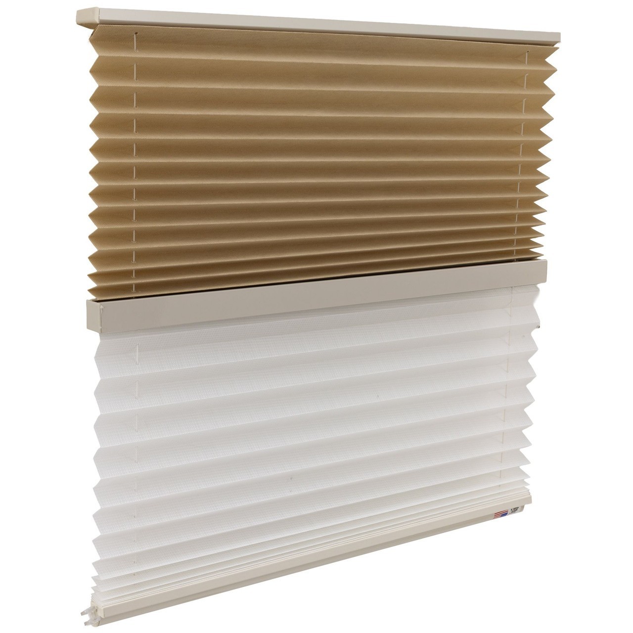 RecPro RV Day Night Window Shade White/Linen Beige Blackout Stitchbond- USA Made