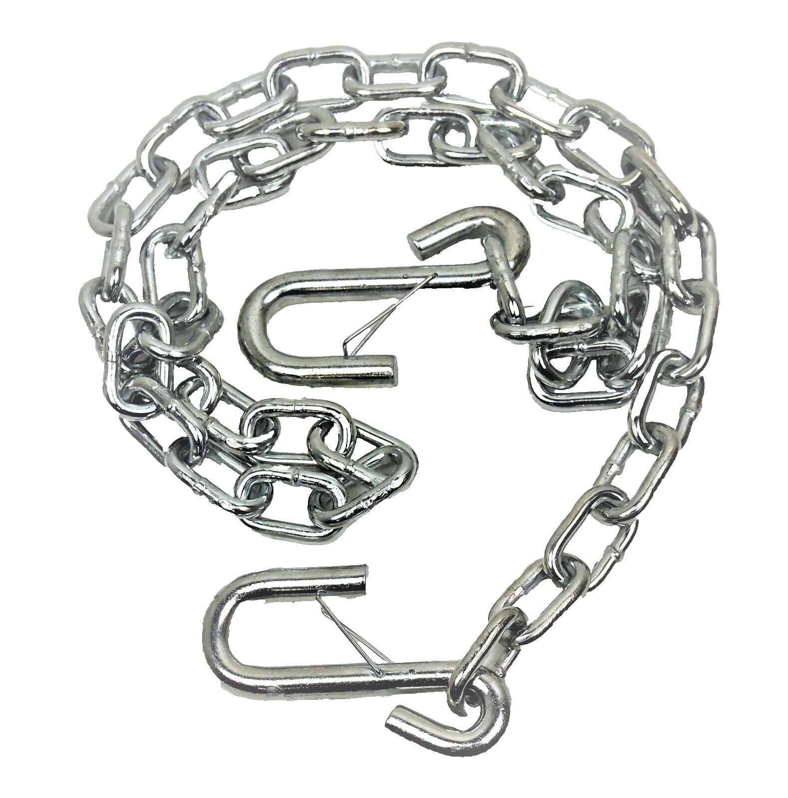 2pc Trailer Safety Chain 1/4 in. x 4 ft. S-Hooks Safety Latches Grade 30 TSC14