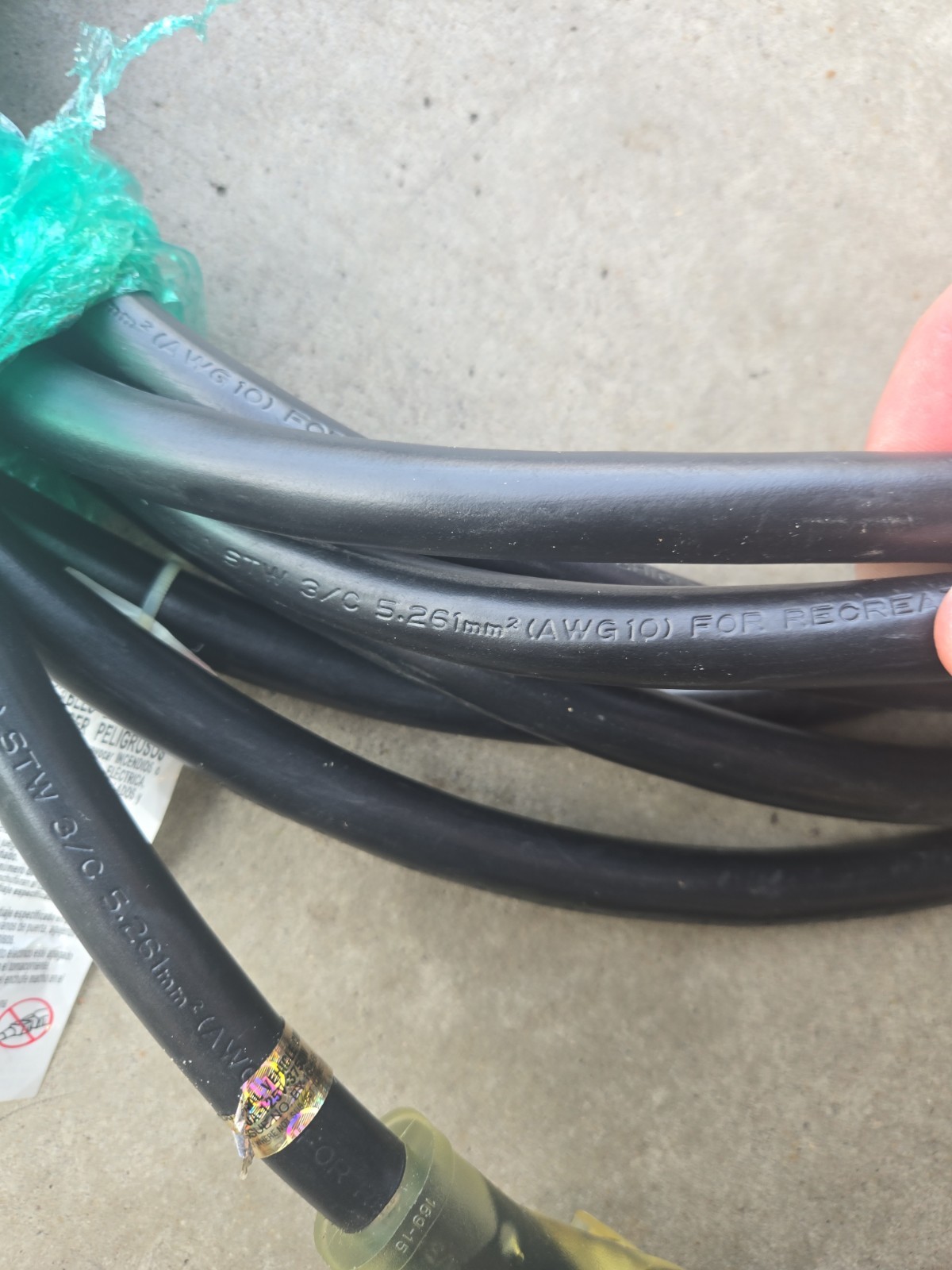 30 amp TT-30 10 AWG RV extension cord, 30 Ft