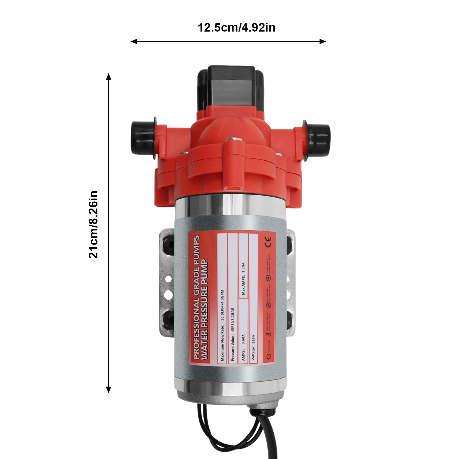 For RV Marine Kitchen 115V Water Diaphragm Pump 45 PSI 4 GPM Self-Priming Pump