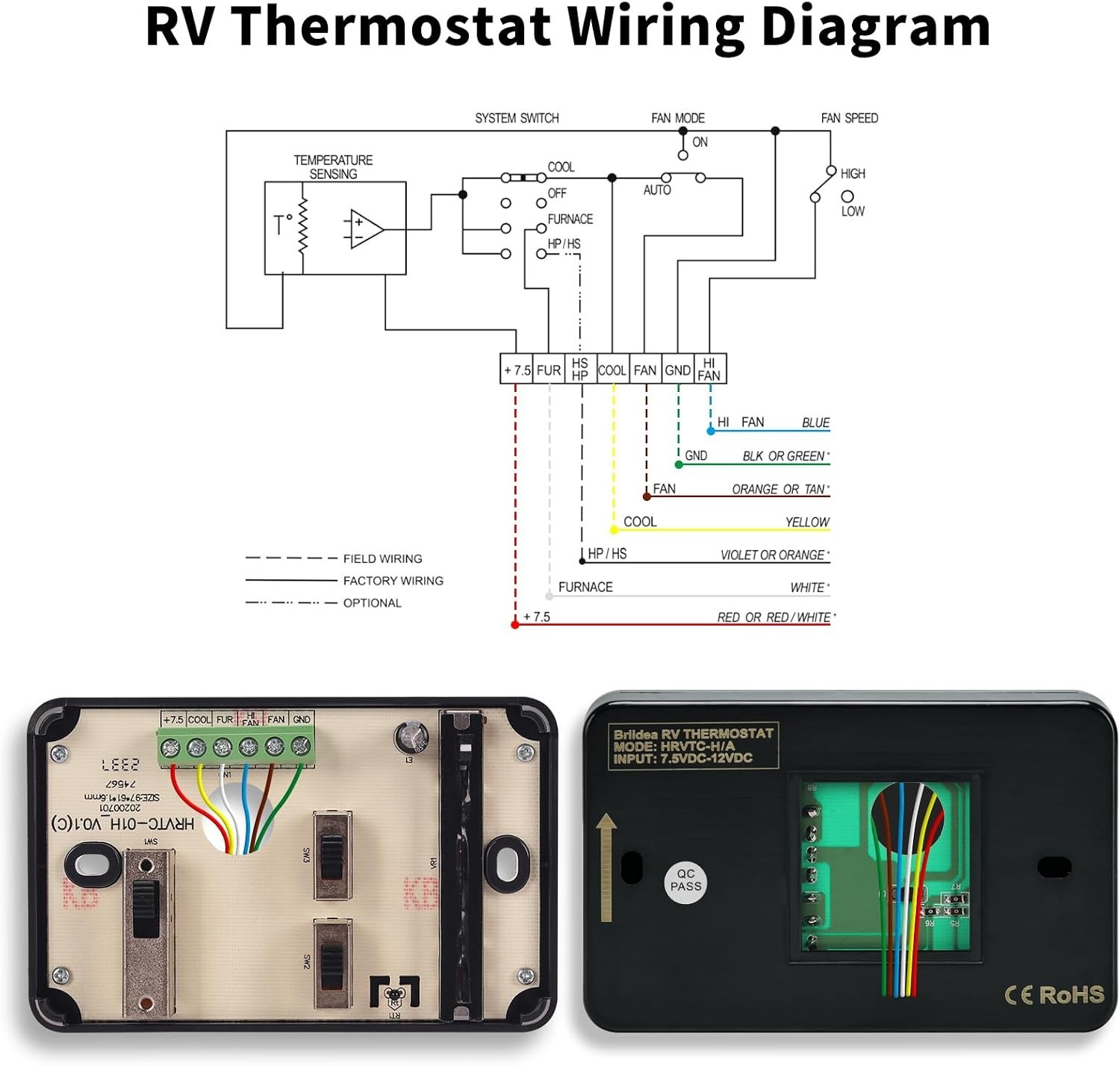 Versatile RV Thermostat with Temperature Control Slider – Ideal for All Seasons
