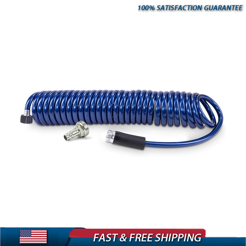 Premium Polyurethane Drinking Water Safe Coil Hose Male Adapter Plug – Lightweig
