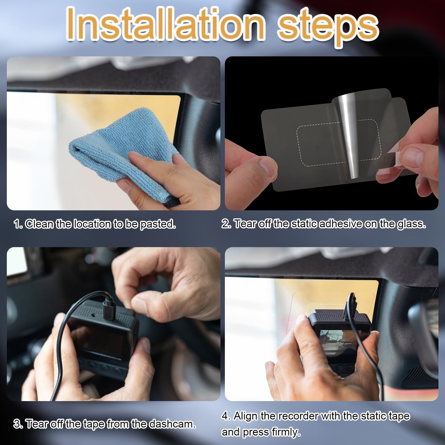 8 Transparent Electrostatic Dashcam Stickers for Secure Windshield Mounting