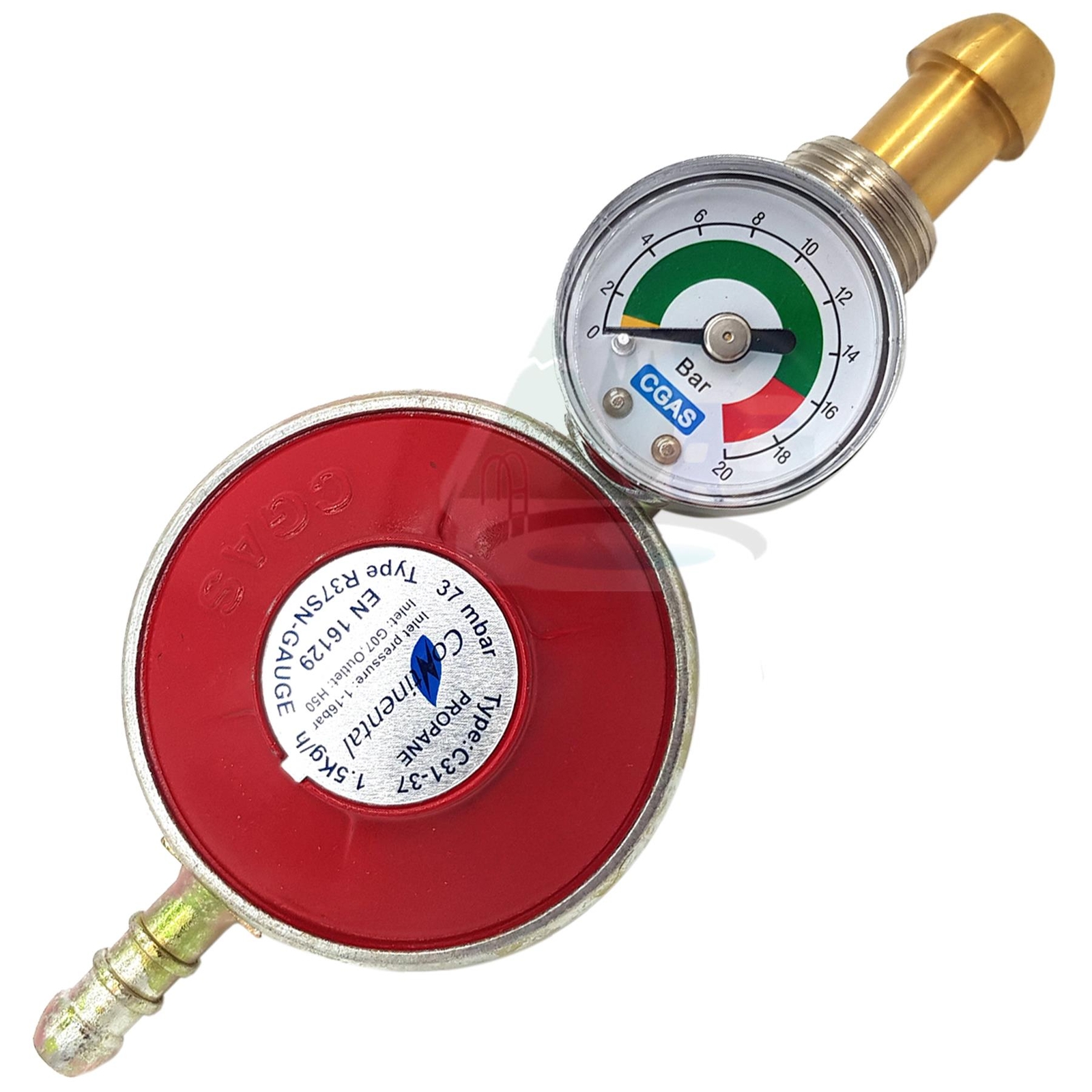 PROPANE GAS REGULATOR WITH GAUGE SCREW ON CAMPING 5/8″ BSP LEFT HAND 16BAR R37SN