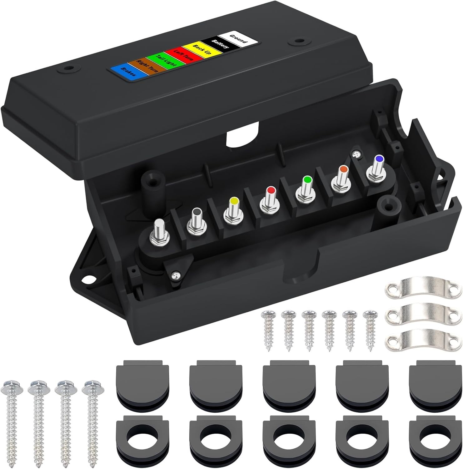 Durable 7 Pin Trailer Wiring Box with User-Friendly Color Coding for Easy Setup