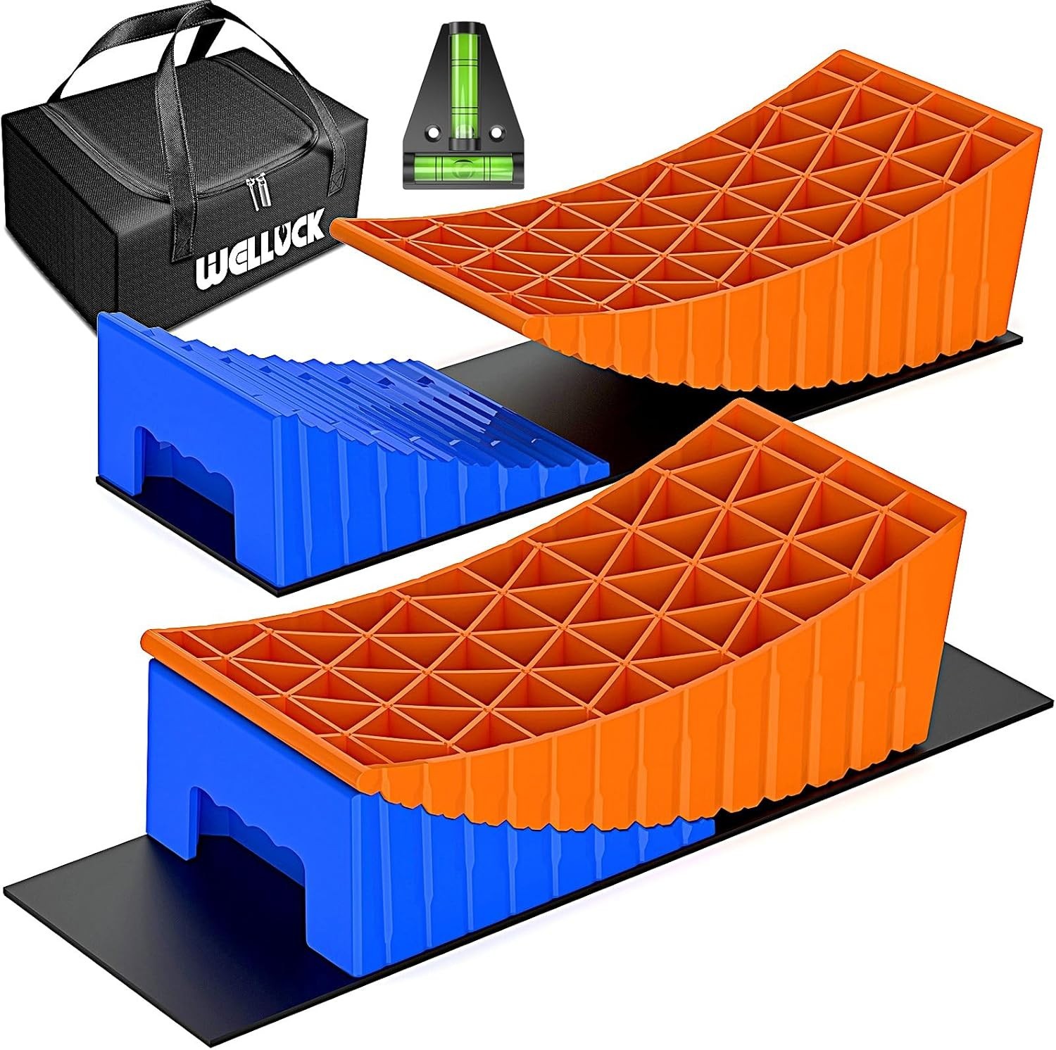 Camper Leveler, RV Leveling Blocks Camper Wheel Chocks Up to 35,000 lbs, 2 Packs