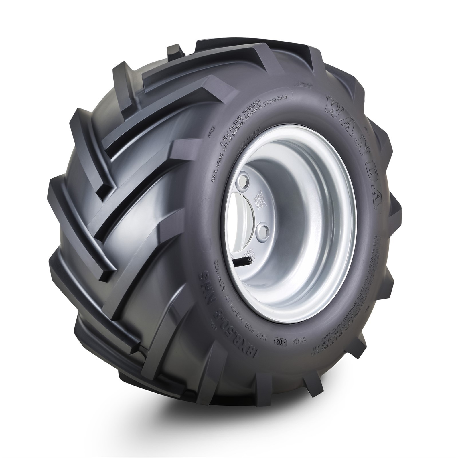 WANDA Lawn Mower Tire & wheel 18X8.5-8 4-Ply with 4×4″ Silver Wheel-13079