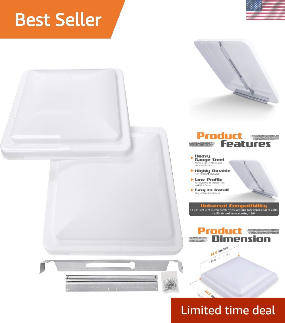 Durable 14″ White RV Roof Vent Kit – 2 Pack for Trailers & Motorhomes, Easy Fit