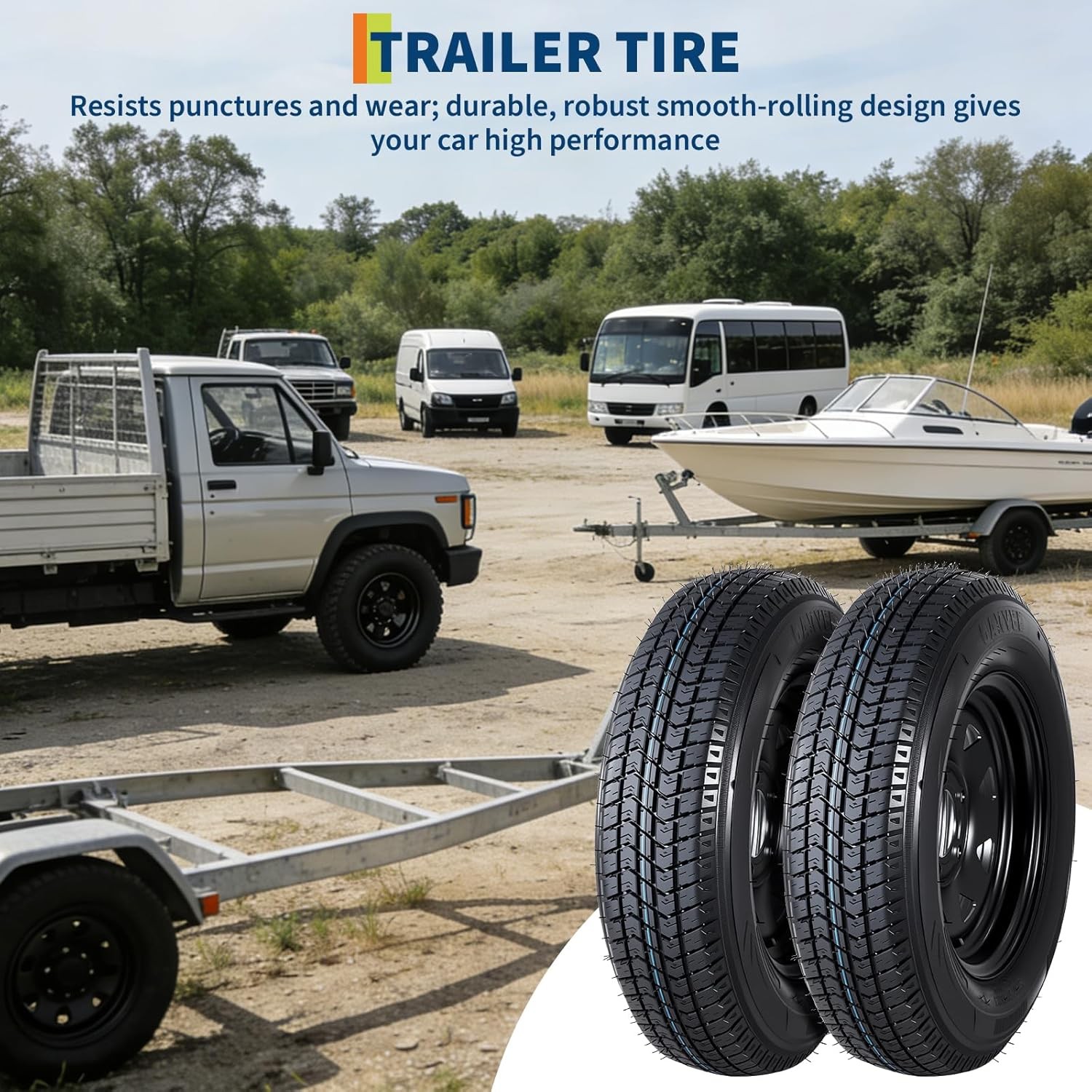 2PCS ST175/80D13 Trailer Tires with Rims 175/80 D 13 LRC 5 Lug on 4.5″ 6PR Tires
