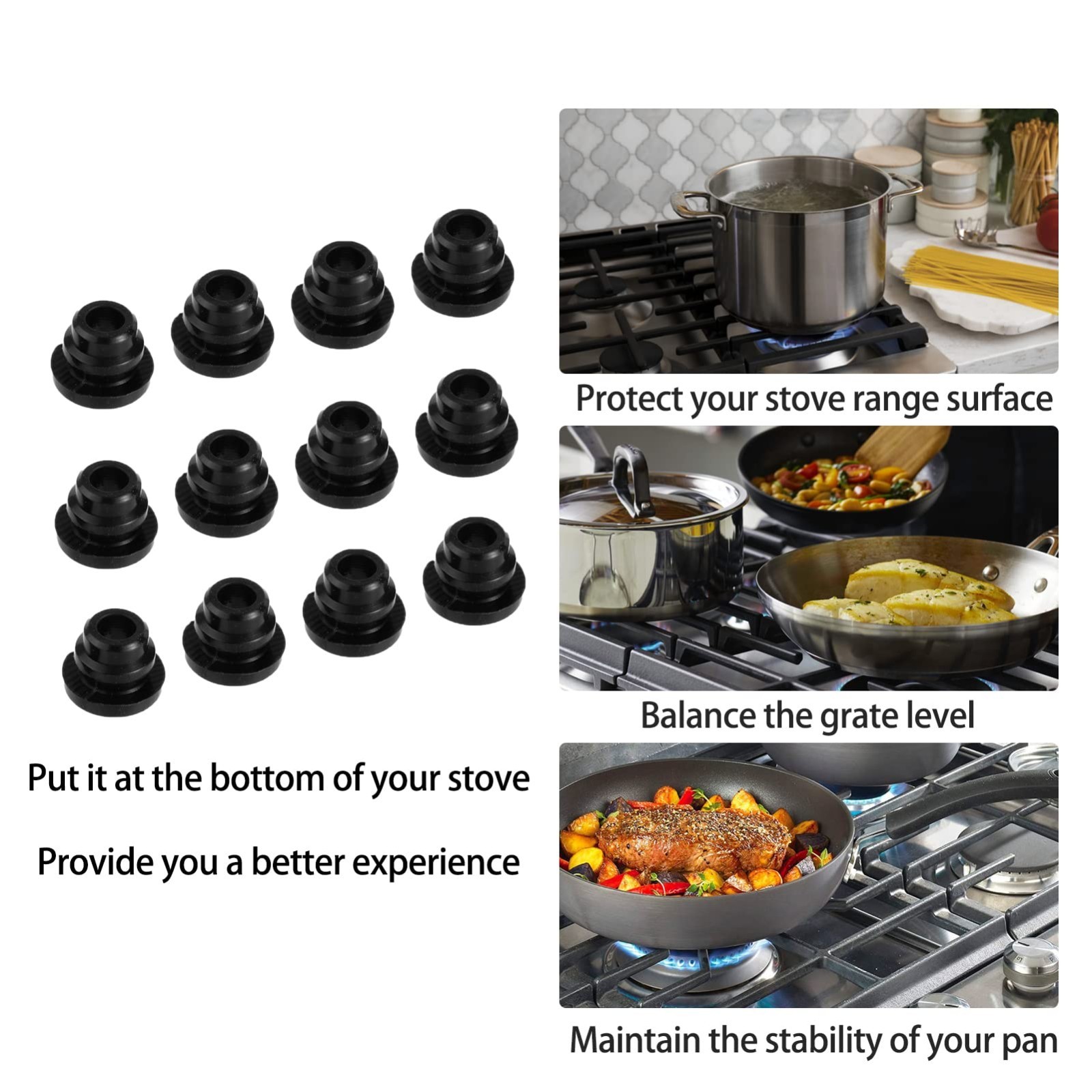 RV Stove Parts Grommets 12Pcs – Rubber Bumpers for D21 Cooktop Grate & Burner Pa