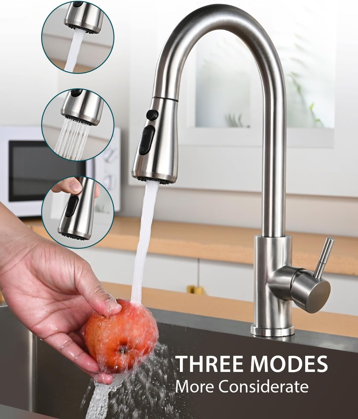 Faucet with Pull Down Sprayer, Single Handle Kitchen Sink Faucet,Stainless Steel