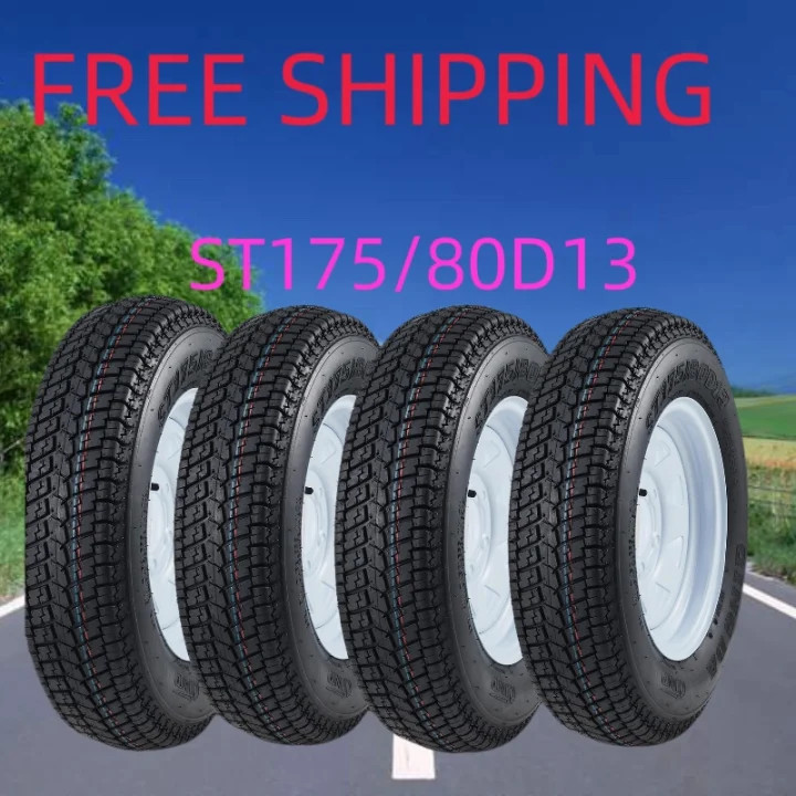 Heavy Duty ST175/80D13 Trailer Tire and Wheel 6-Ply 5 Lug 4.5″ w/Rims Set of 4