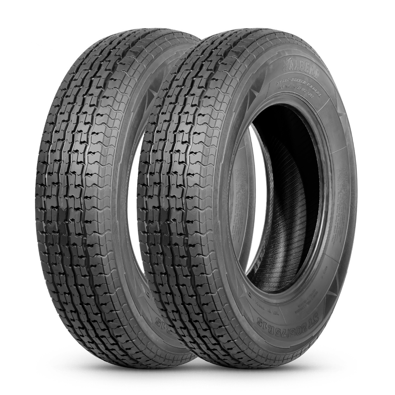 Set Of 2 ST205/75R15 Radial Trailer Tires 8PR 205 75 15 Replacement Load Range D