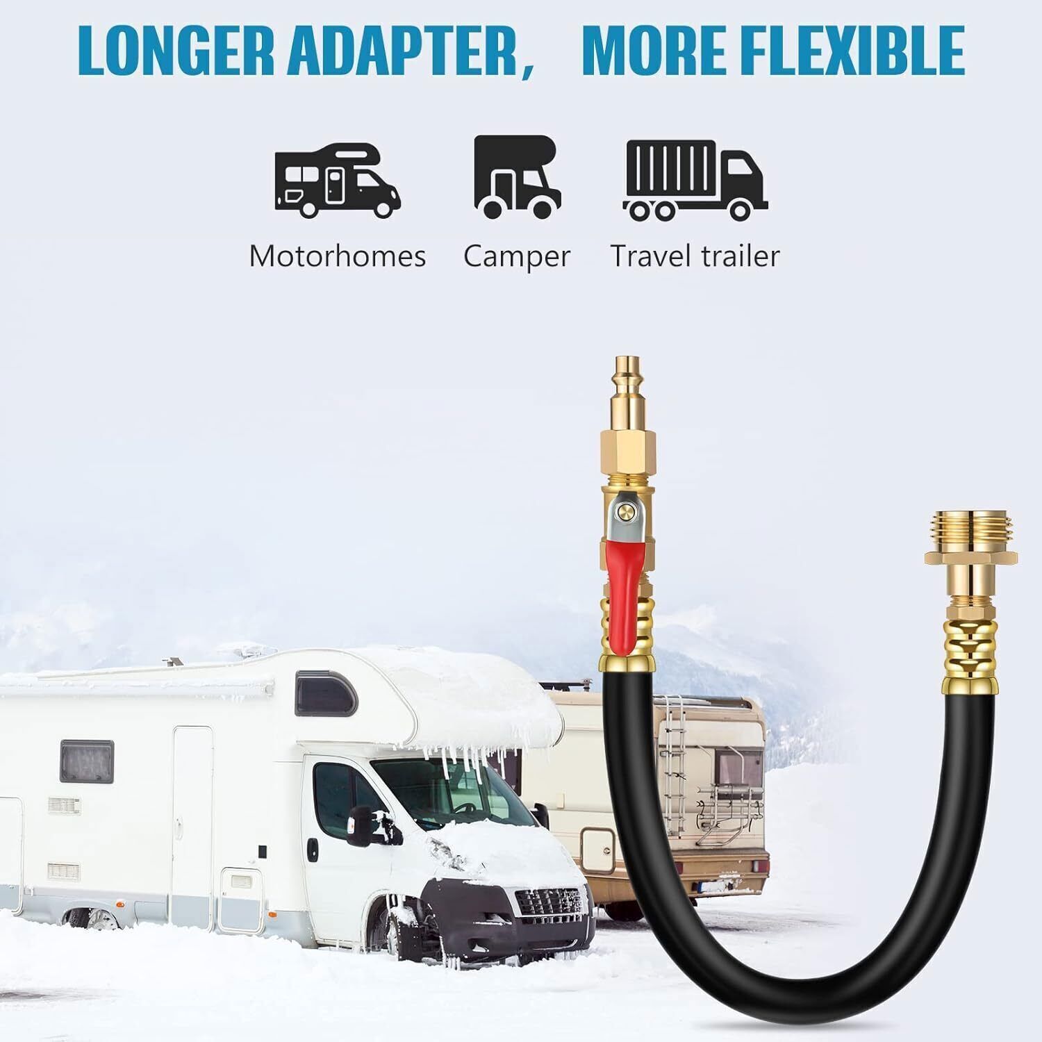 Camper Winterizing Kit Blowout Shut Off Valve Adapter Hose Faucet For RV Trailer