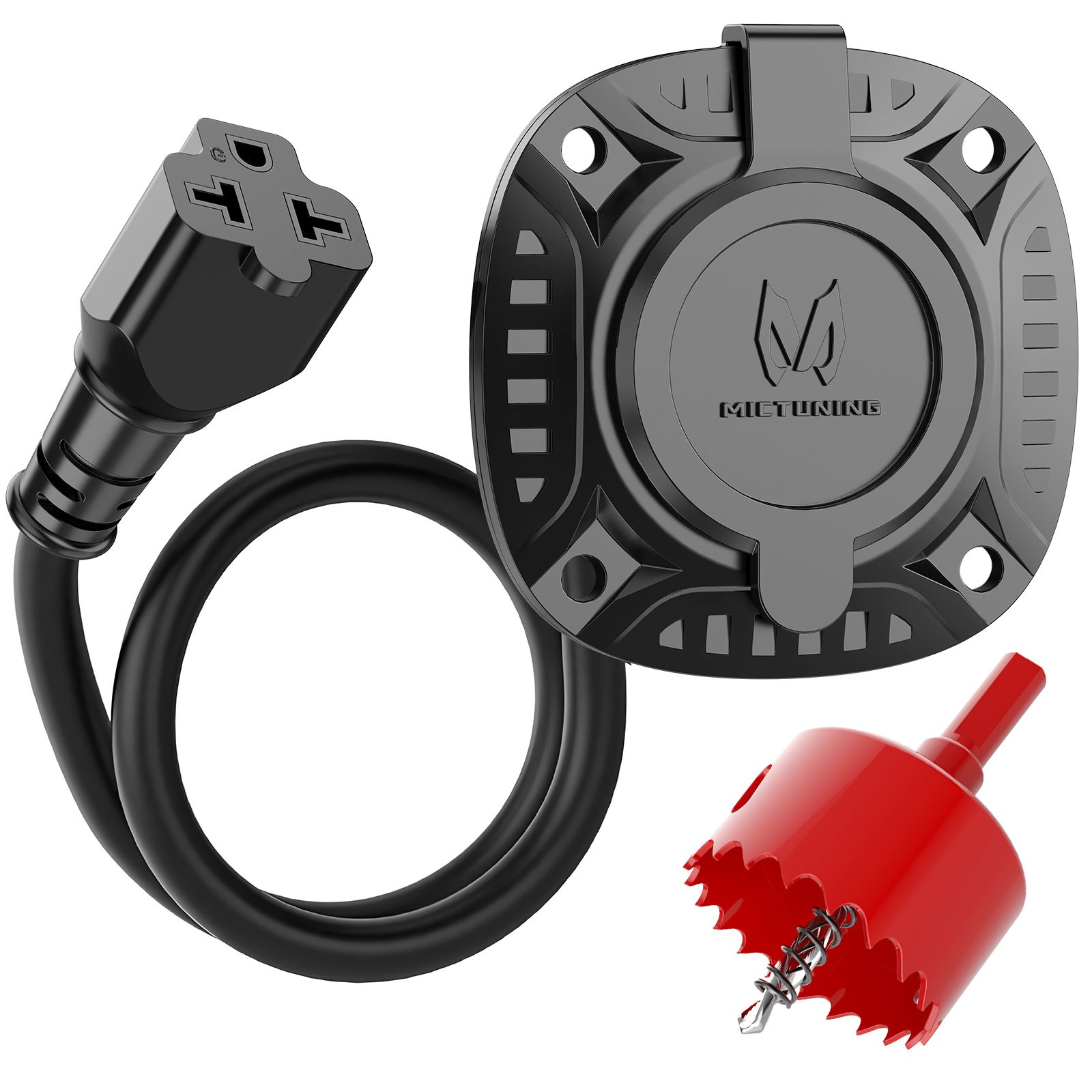 MICTUNING 5-in-1 AC Port Plug 20A RV Power Inlet Plug Extension T-Blade Adapter