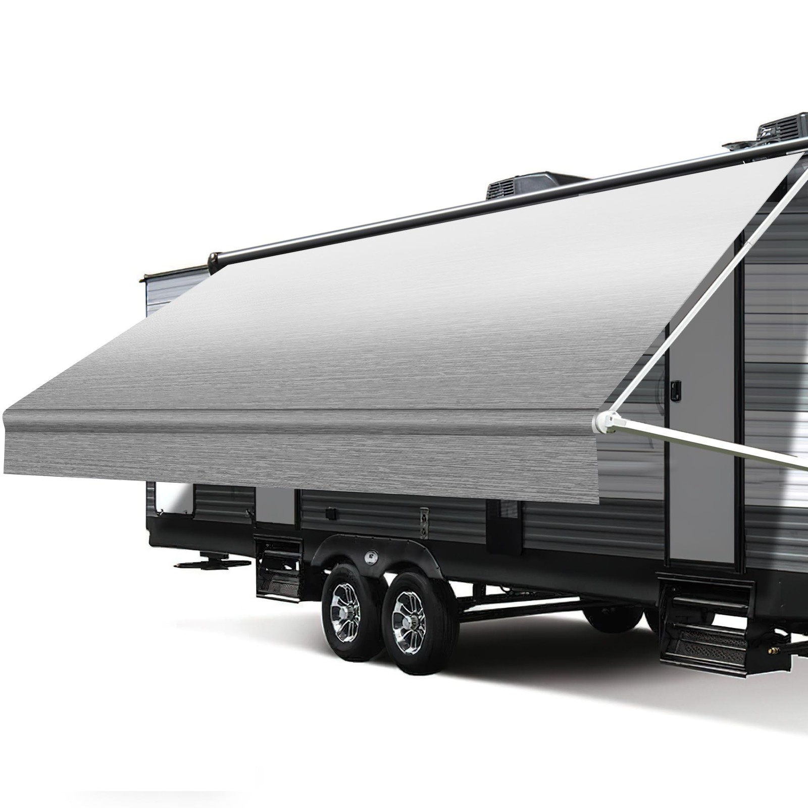 RV Awning Fabric Replacement 18.5oz HeavyDuty Vinyl Gray Fade, 19′ / 18’2″
