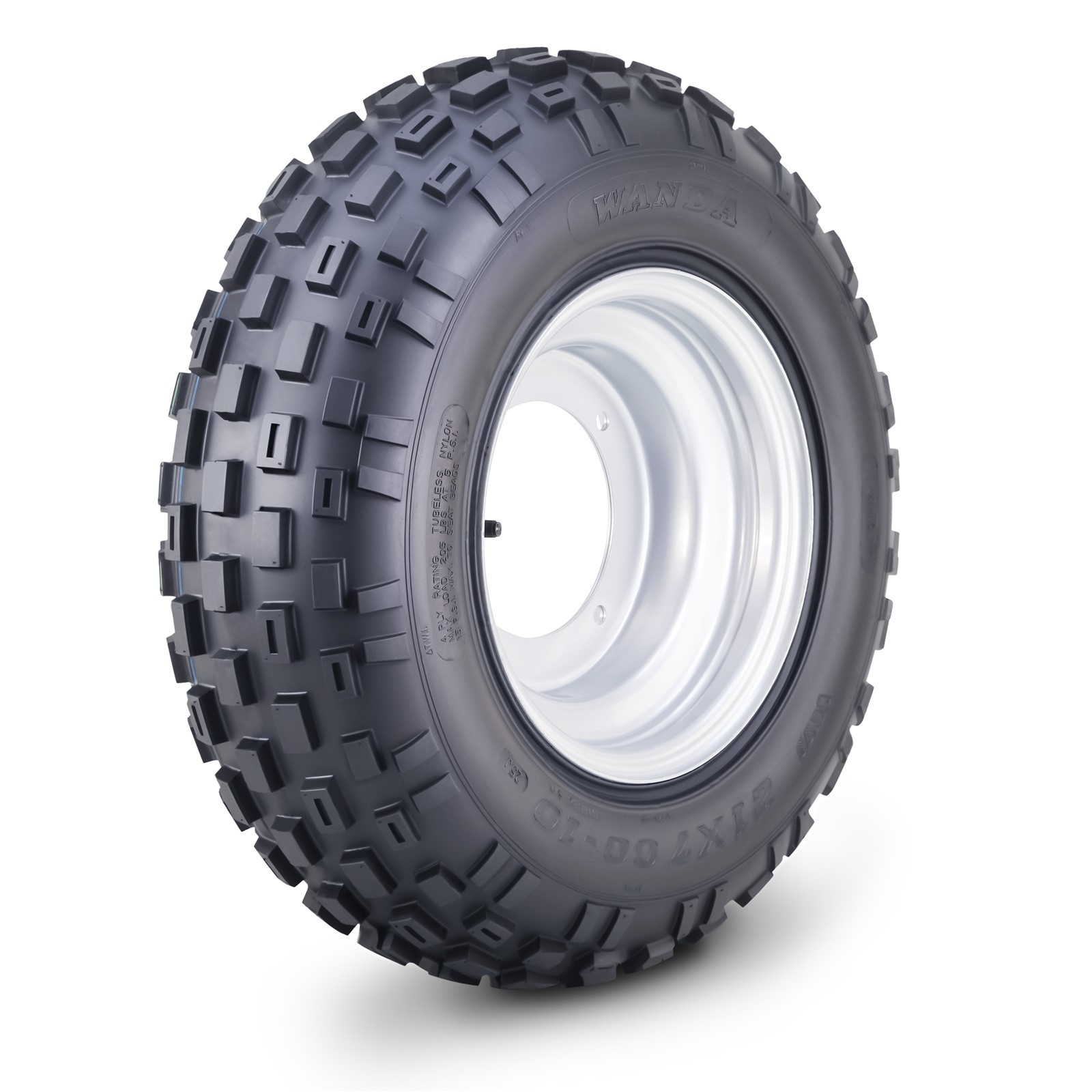 WANDA 21x7x10 ATV Tire Wheel with 4/156mm PCD 2+3 offset Silver Wheel 10015