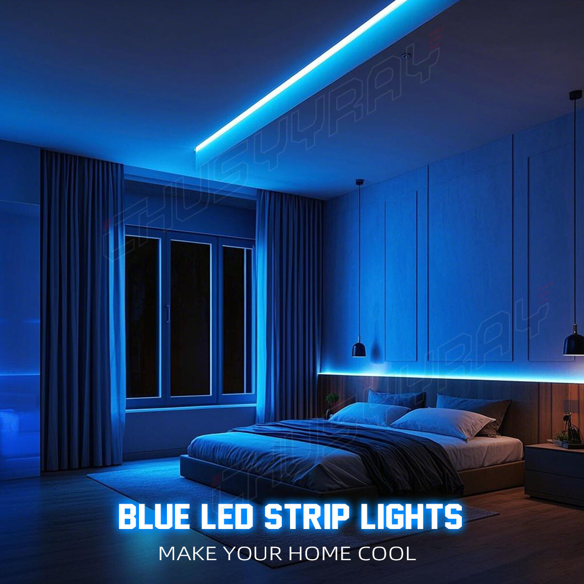 5M/16.4ft Blue 2835 SMD 300 LED Strip Light Flexible IP65 Waterproof 12V DC