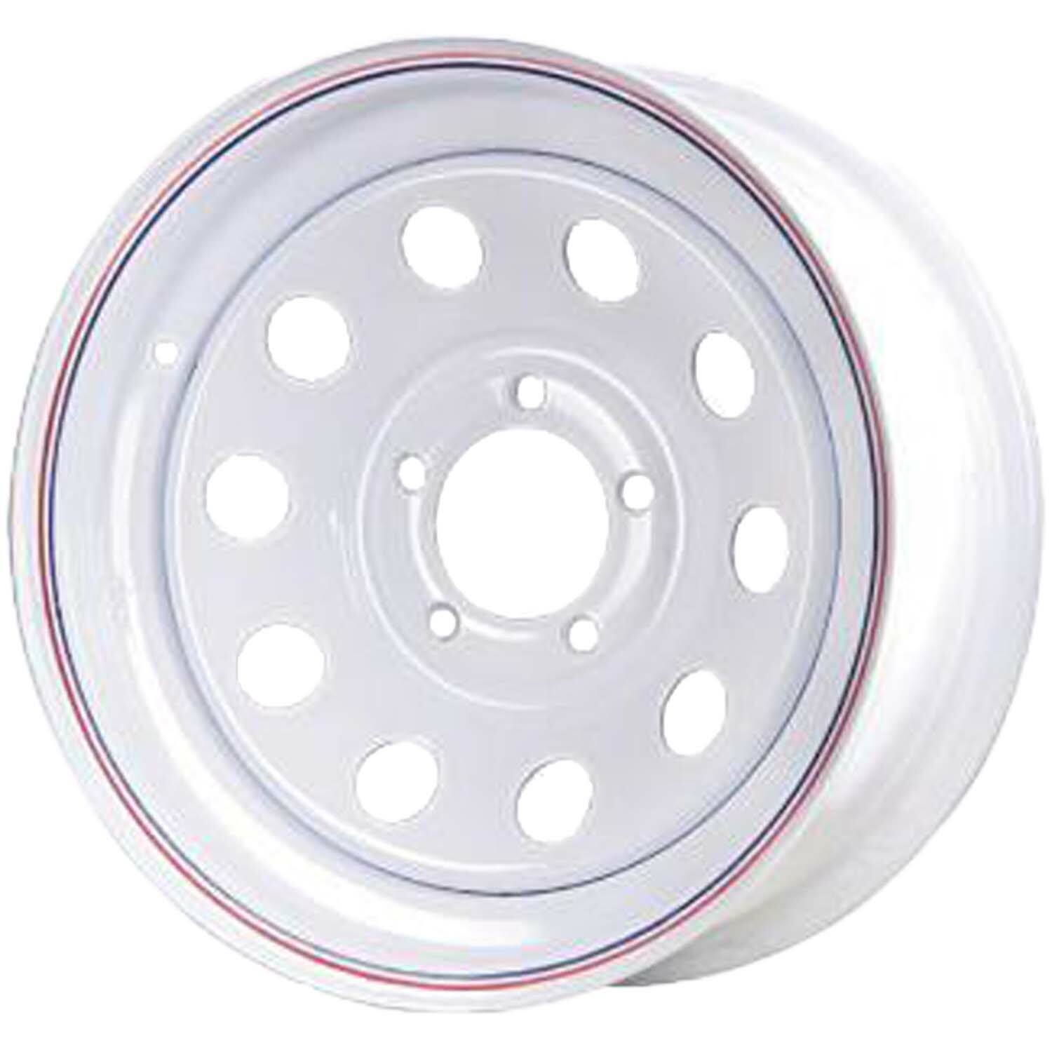15×6 5 On 4.5 Modular Steel Trailer Wheel – White with Pin Stripes