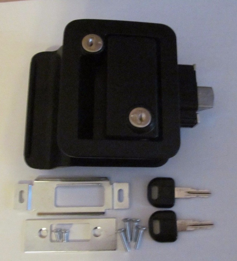 FIC 43610 BLACK DOOR LOCK 2 Keys Deadbolt RV Travel Trailer Flush Mount Fastec