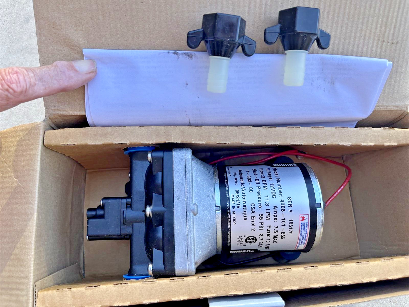 Shurflo RV, 12 Volt, Fresh Water Pump, 7.5 AMPS, 55 PSI, 3.0 GPM