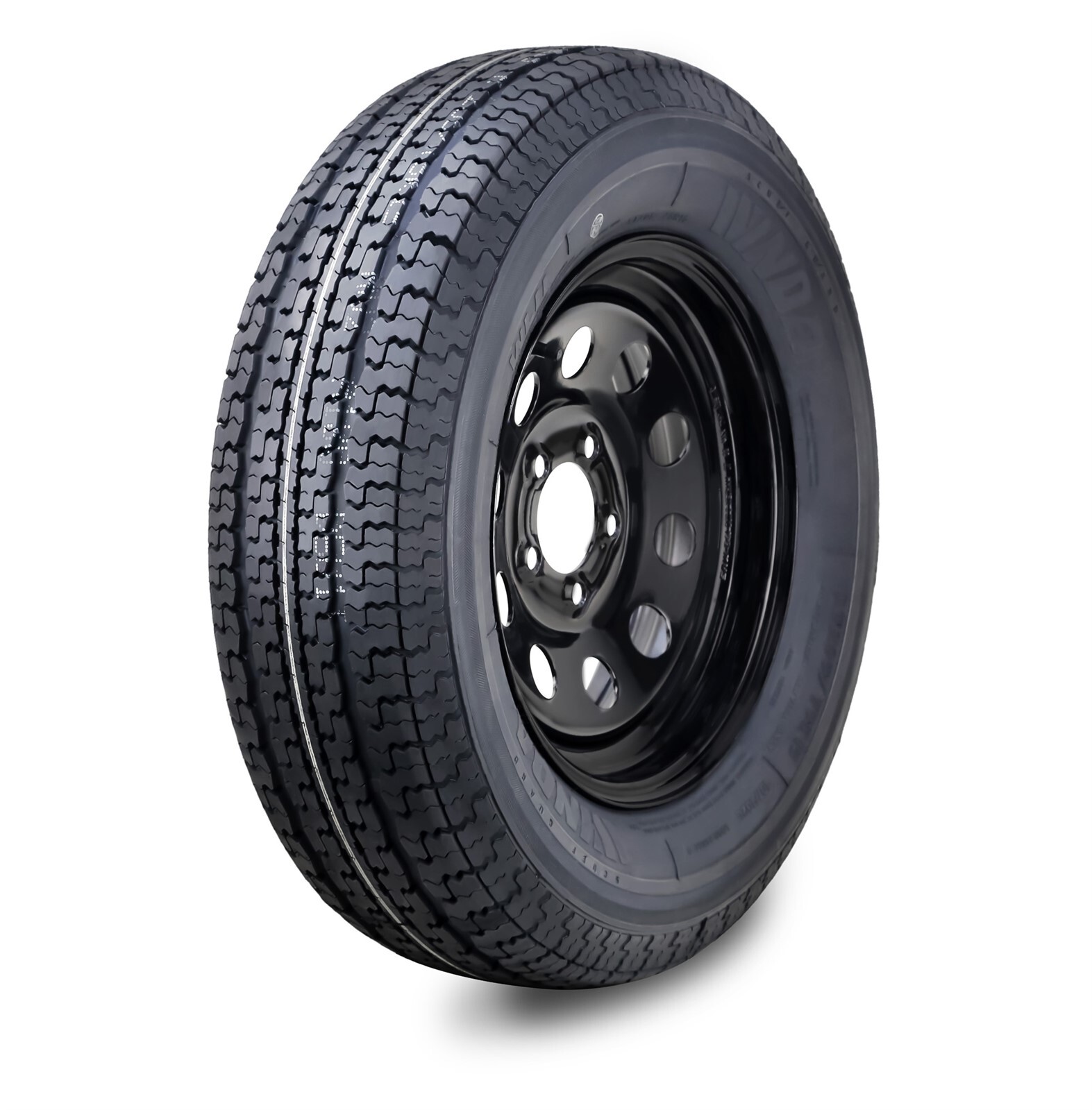 WINDA Trailer Tire Assembly ST205/75R15 8-Ply Black Mod Rim 5 Lug on 4.5″