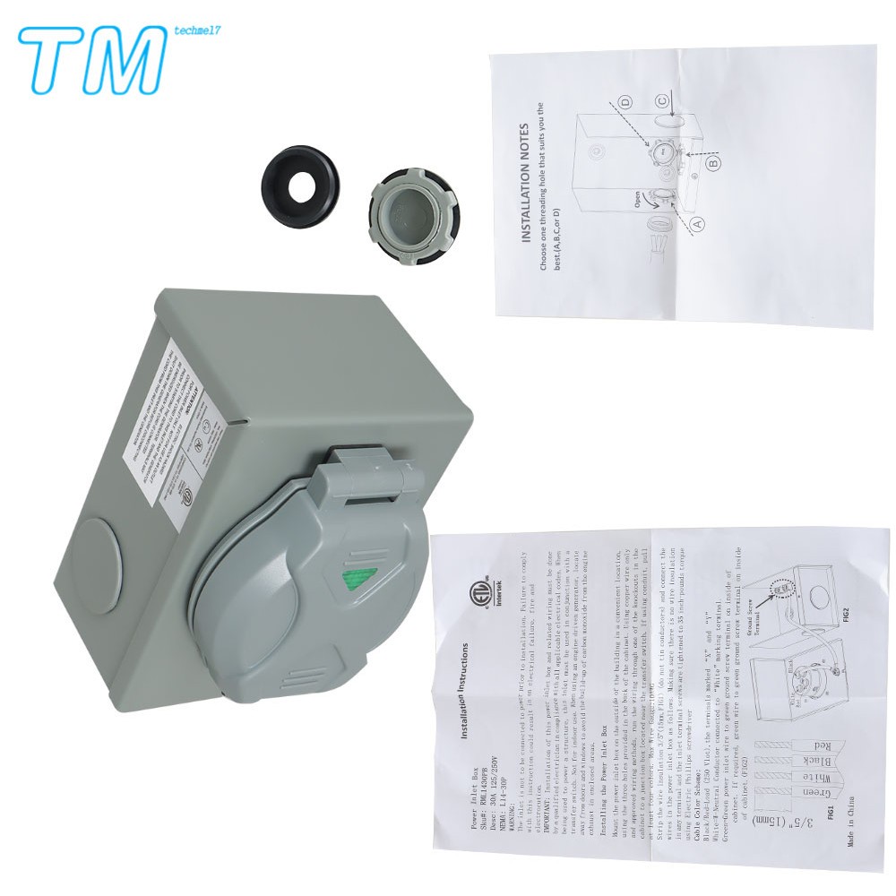 30A 4 Prong RV Power Generator Inlet Box Weatherproof NEMA L14-30P 125V/250V
