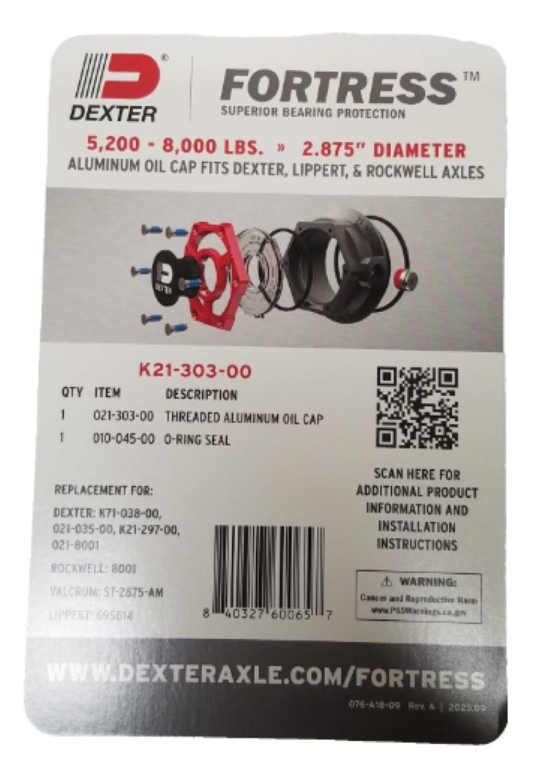 2 – Dexter FORTRESS 3.75″ Diameter Aluminum Oil Cap for 10,000-16,000 lb axles
