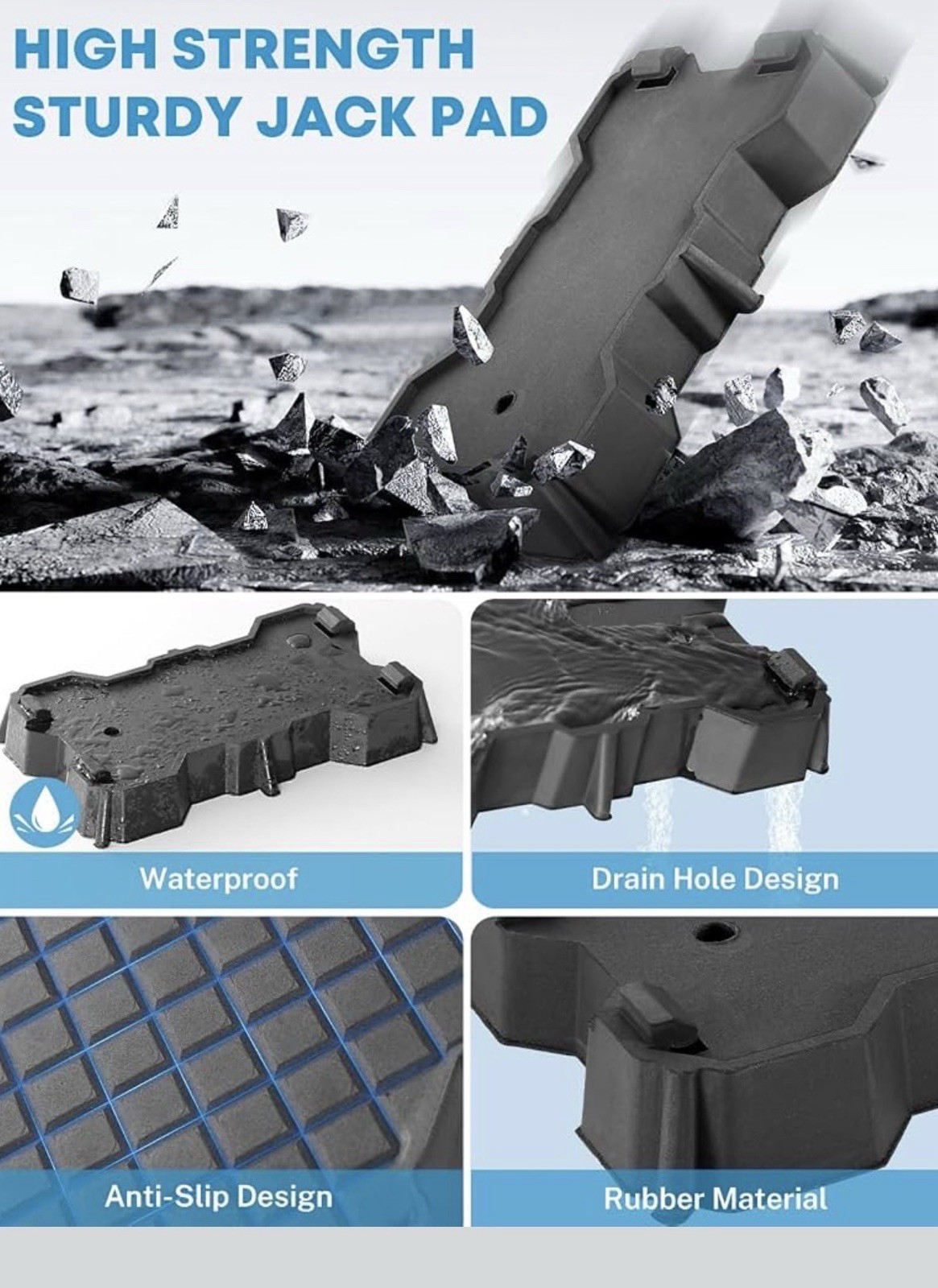 Kohree RV Stabilizer Jack Pads, 2 Pack, Rubber Blocks for 8.75″-9.5″ 5th Wheel
