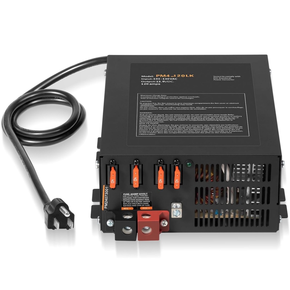 For Lead-Acid & Lithium Batteries 120 Amp RV Power Converter 110VAC to 12VDC