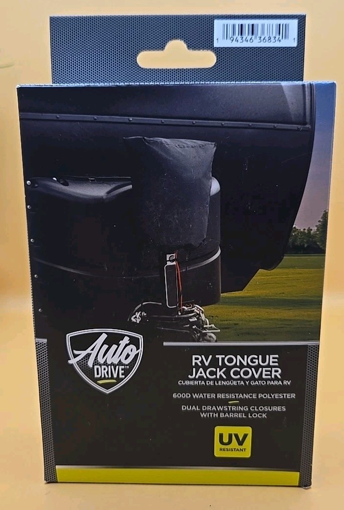 Auto Drive RV Tongue Jack Cover Black UV & Water Resistant. ** Brand New **