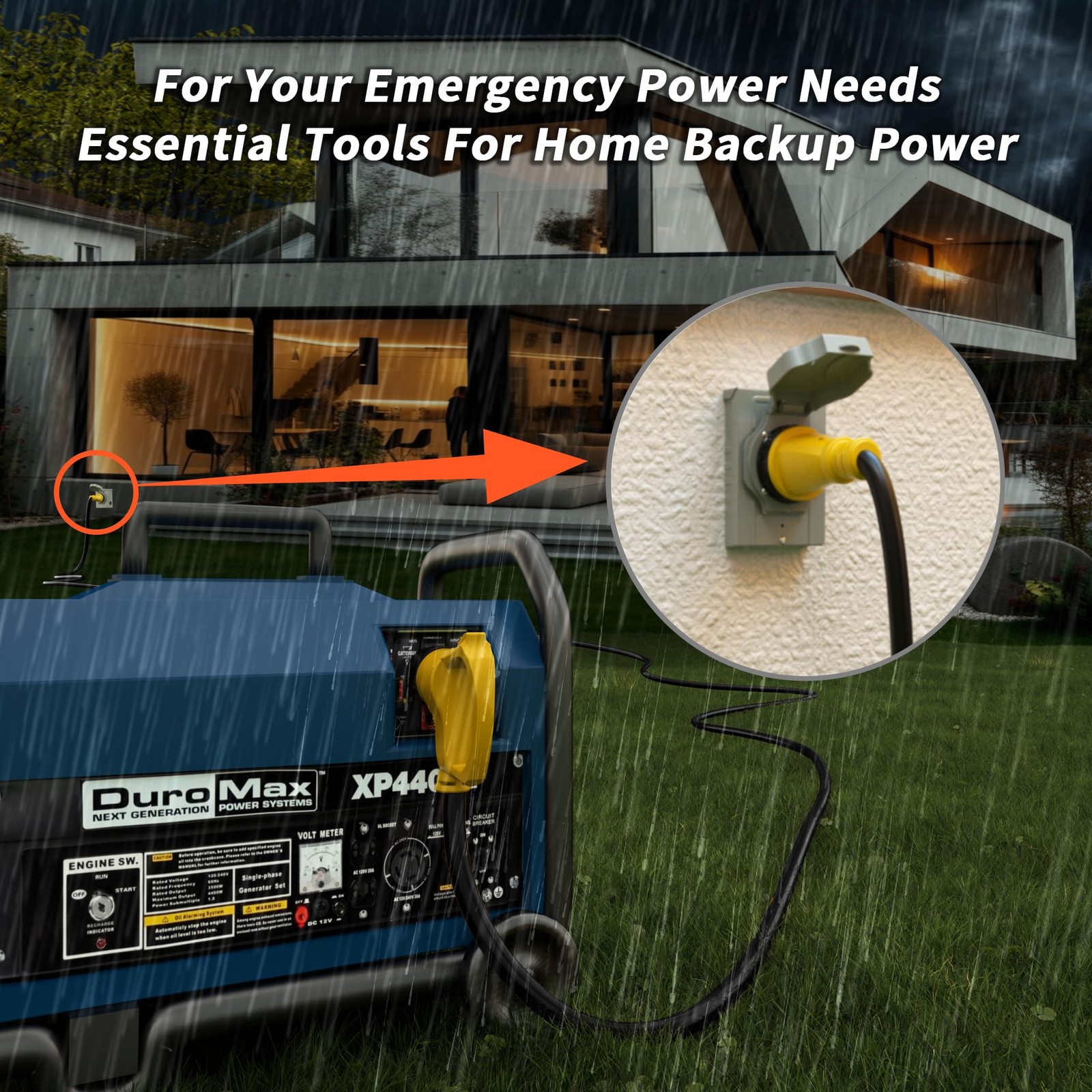 PlugSaf 10FT 50A Generator Extension Cord, NEMA 14-50P to SS2-50R, Heavy Duty