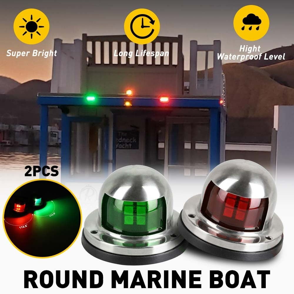Pair & Red Green 8LED Lights Navigation Marine Bow Light Lamp for Boat Pontoon