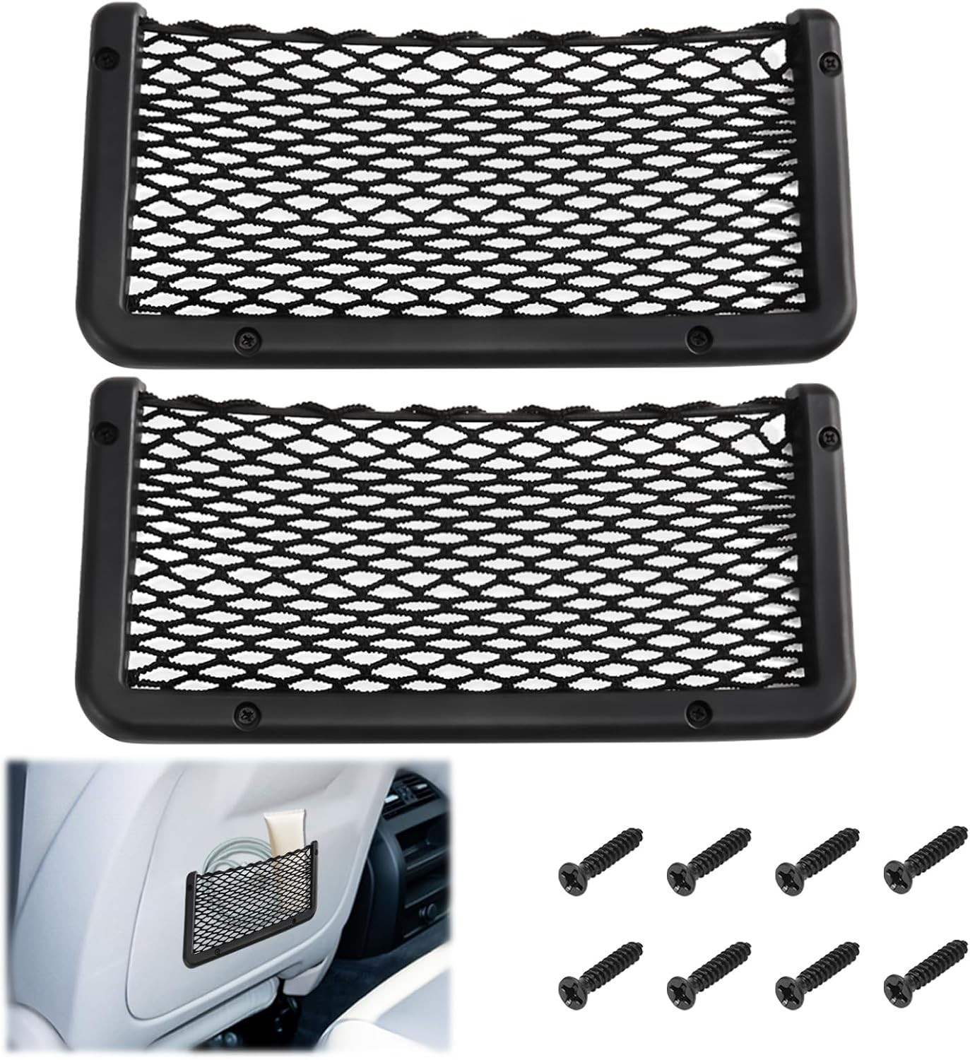 2PCS Car Cargo Net Pockets ABS Plastic Mesh Storage for Auto RV Boat Camper