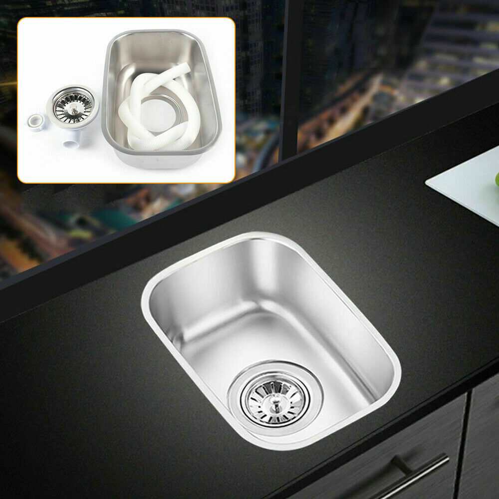 Small Stainless Steel Narrow Rectangle Undermount Sink Compact Bar Sink Kitchen!