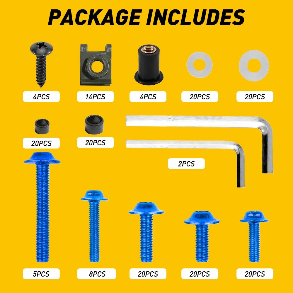 1/2/3SET Blue Motorcycle Fairing Bolt Kit Fasteners Fairing Bolt Nut Clip