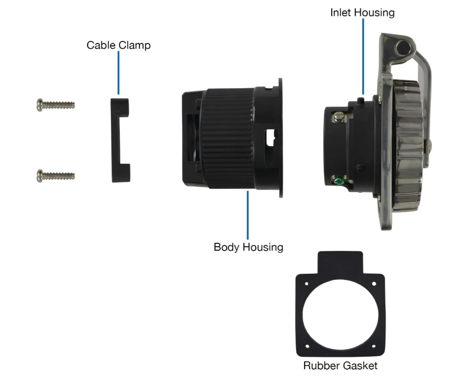 Conntek 30 Amp 125 Volt RV Marine Power Inlet – Stainless Steel
