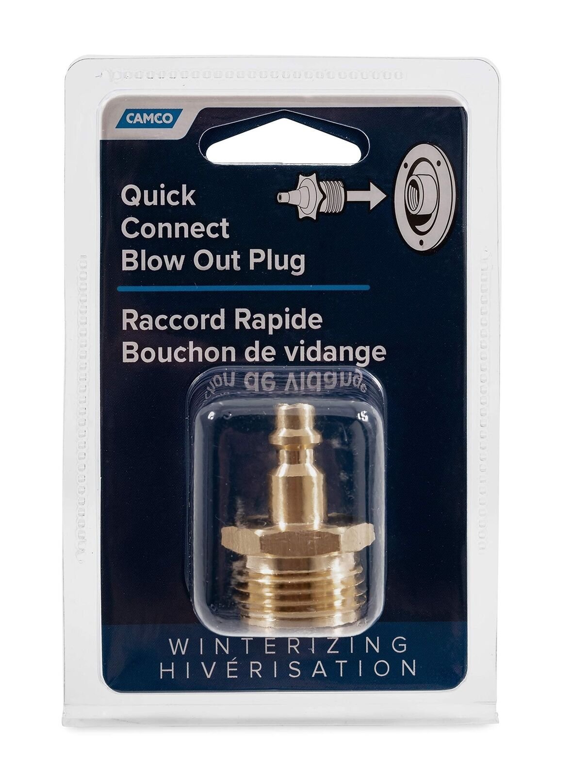 Camco 36143 RV Blow Out Plug with Brass Quick Connect (Packaging may vary)