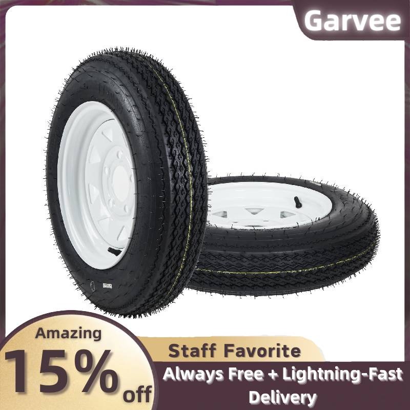 Complete Tire & Wheel Upgrade: Set of 2 4.80-12, 5-Lug White Rims, 990LB Load Ca