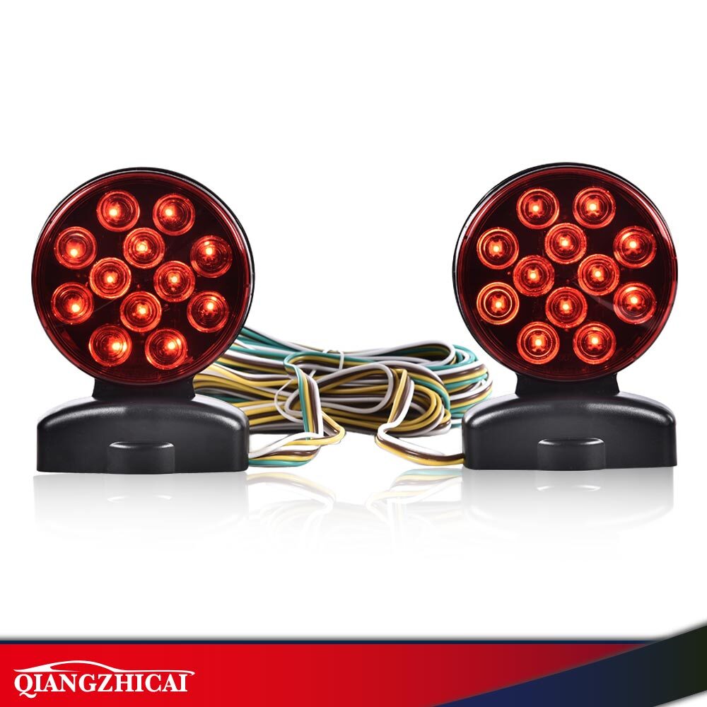 LED Magnetic Towing Light Tow Trailer Lights Brake Tail Signal 12 Volt 2PCS USA