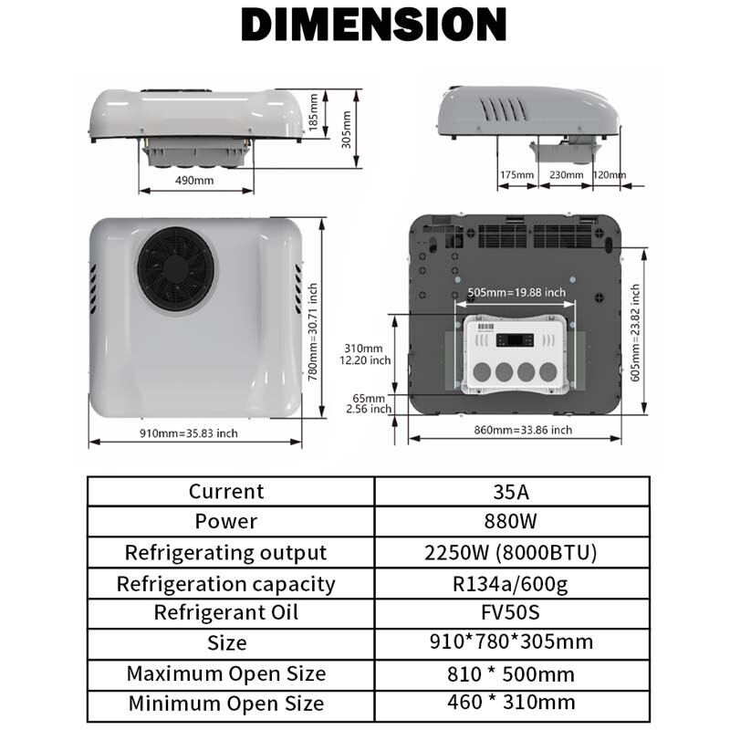 24V RV Air Conditioner Heat & Cool Electric Rooftop AC For Motorhome Caravan